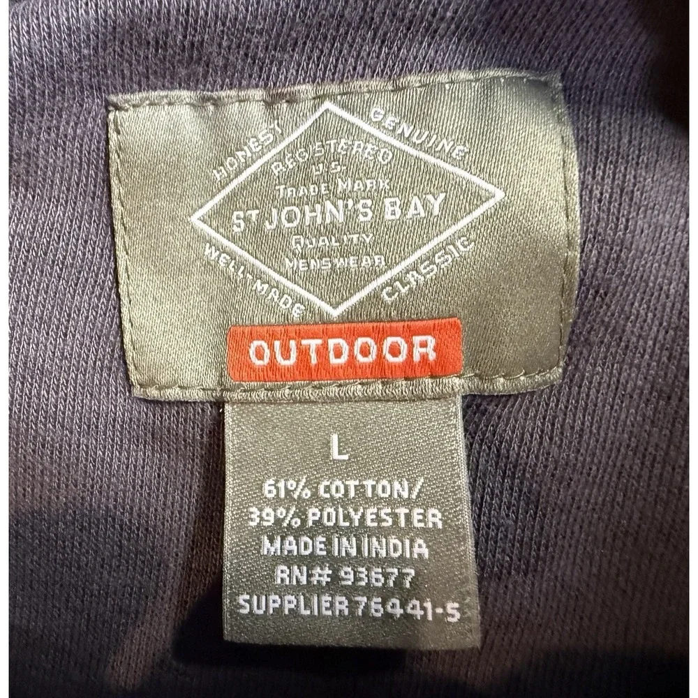 St. John's Bay‎ Outdoor Henley Shirt Mens Sz L Gray Textured Cotton Blend NEW